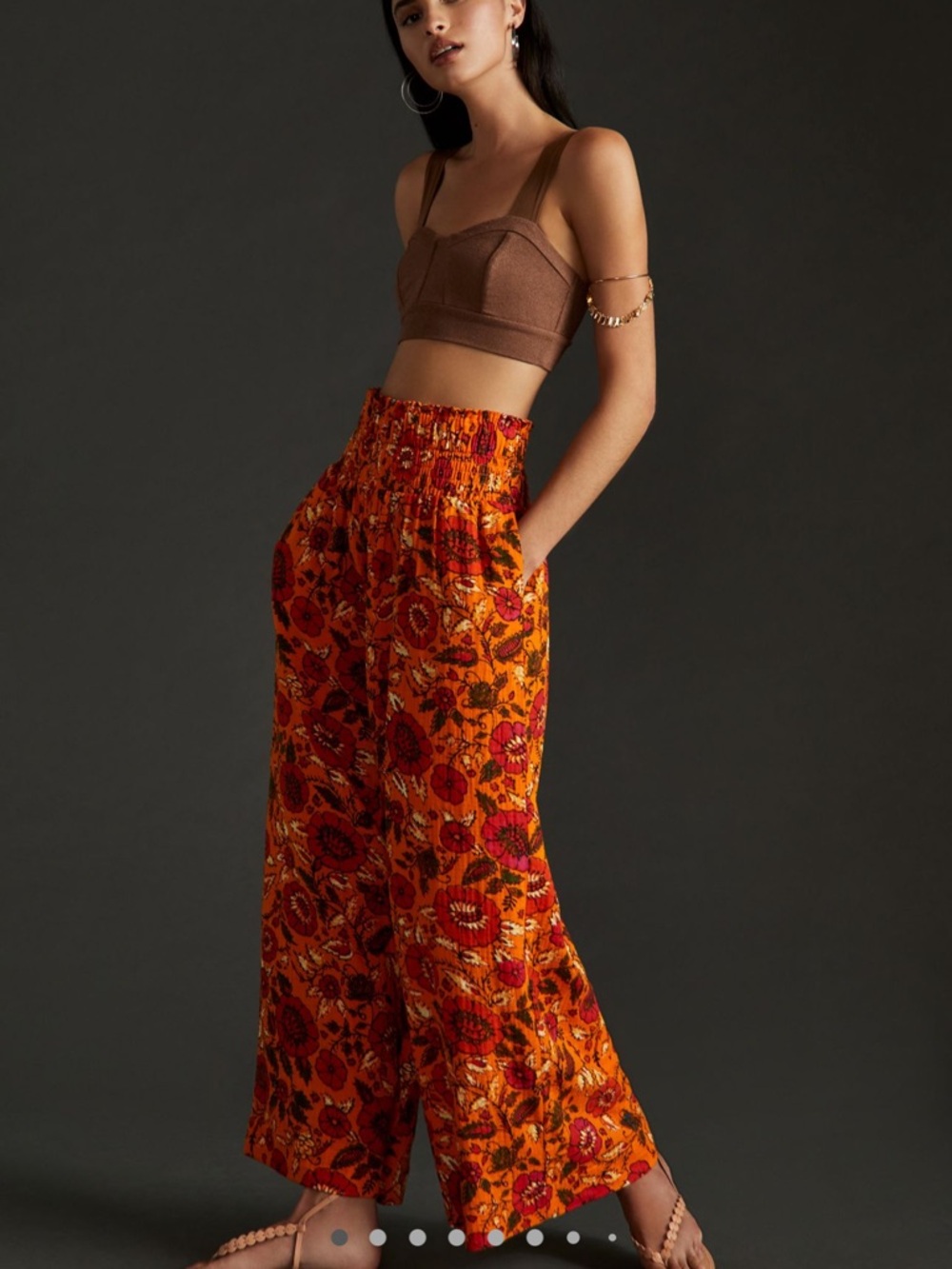Anthropologie Smocked Gauzy Wide Leg